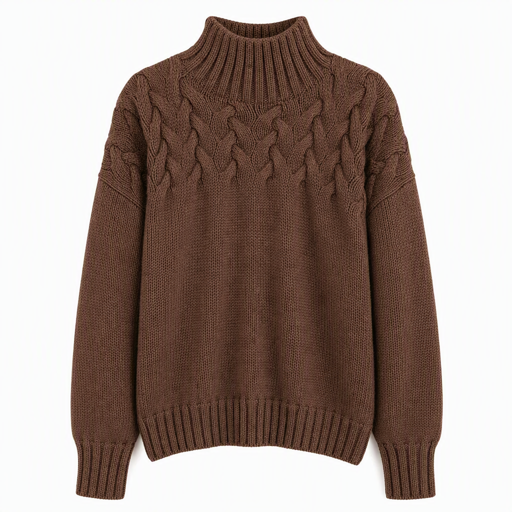 Casual Solid Color Turtleneck Knit Pullover