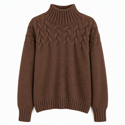 Casual Solid Color Turtleneck Knit Pullover