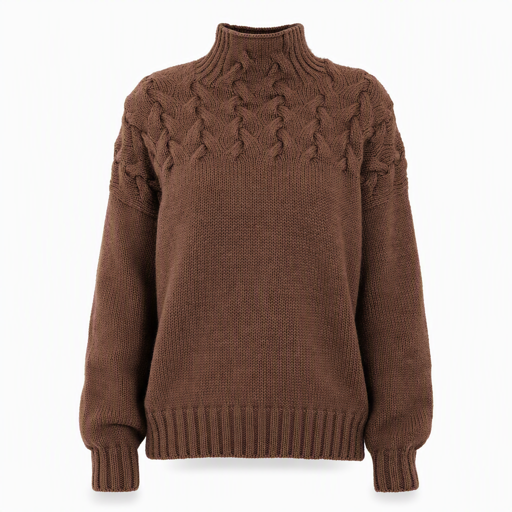 Casual Solid Color Turtleneck Knit Pullover
