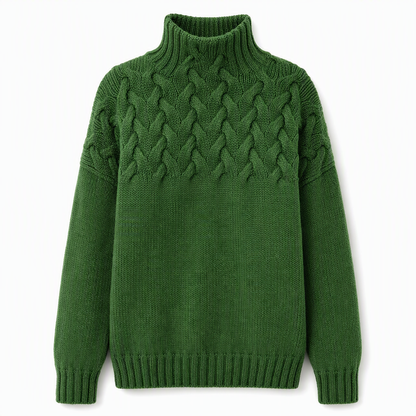 Casual Solid Color Turtleneck Knit Pullover