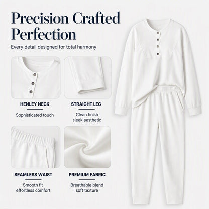 👗✨Women's Half-Button Sweatshirt & Sweatpants Set
