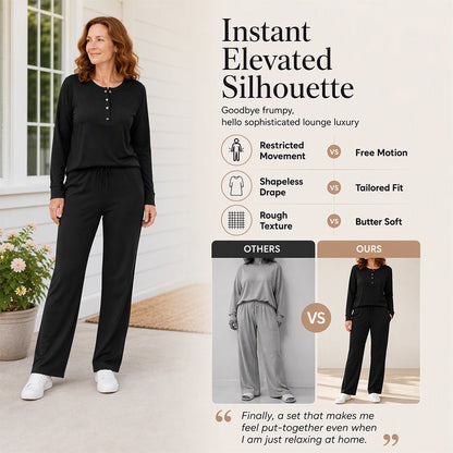 👗✨Women's Half-Button Sweatshirt & Sweatpants Set