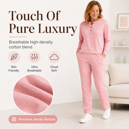 👗✨Women's Half-Button Sweatshirt & Sweatpants Set