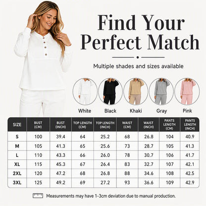 👗✨Women's Half-Button Sweatshirt & Sweatpants Set