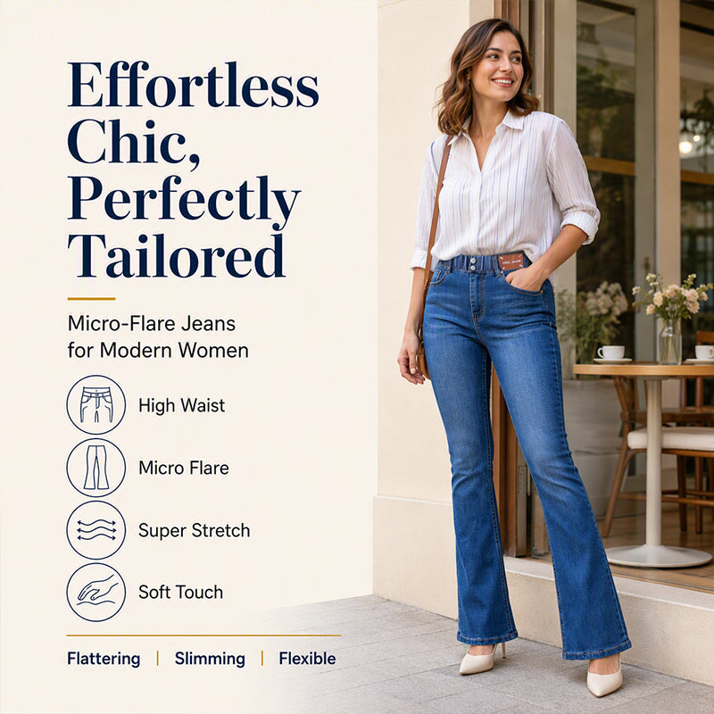 🔥Hot Sale 50% OFF!!⚡50K+ SOLD!❄️Women's High Elastic Waist Flare Jeans