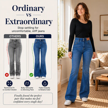 🔥Hot Sale 50% OFF!!⚡50K+ SOLD!❄️Women's High Elastic Waist Flare Jeans