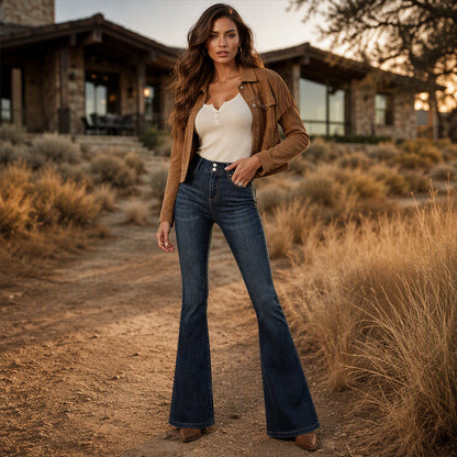 🔥Hot Sale 50% OFF!!⚡50K+ SOLD!❄️Women's High Elastic Waist Flare Jeans