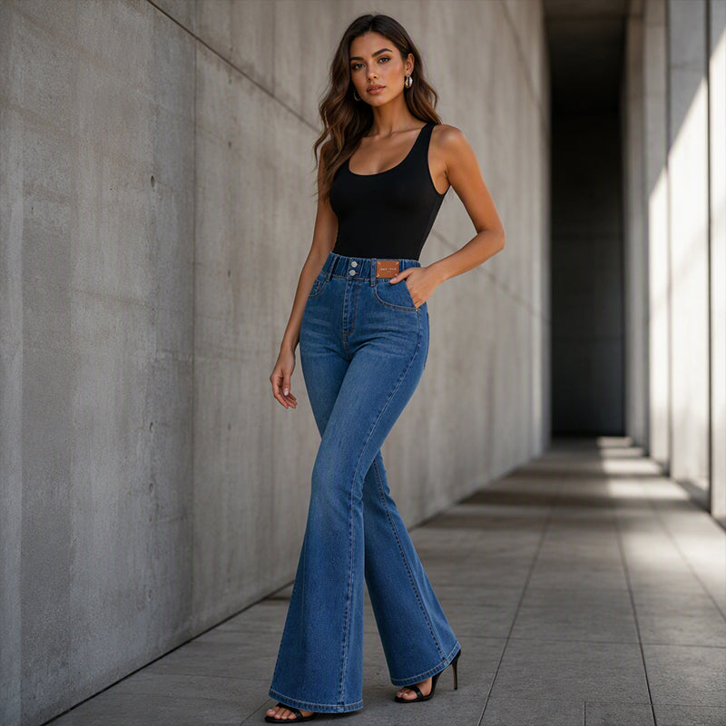 🔥Hot Sale 50% OFF!!⚡50K+ SOLD!❄️Women's High Elastic Waist Flare Jeans