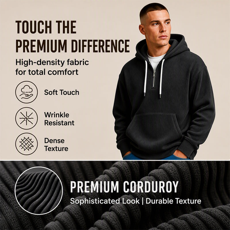 ⌛Limited-Time Offer🛍️ Men's Casual Half-Zip Corduroy Hoodie