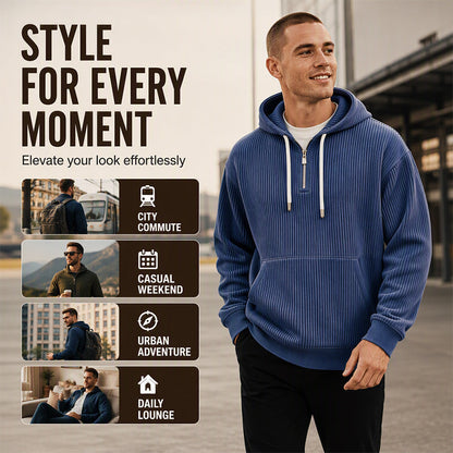 ⌛Limited-Time Offer🛍️ Men's Casual Half-Zip Corduroy Hoodie