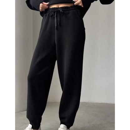 🤎 Women's Casual Sporty 2-Piece Set - Half-Zipper Lapel Top & Matching Jogger