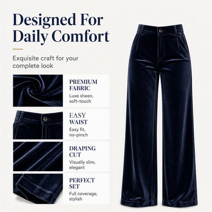 Must-Have🔥👖 High-Waist Velvet Wide-Leg Pants – Soft Drape