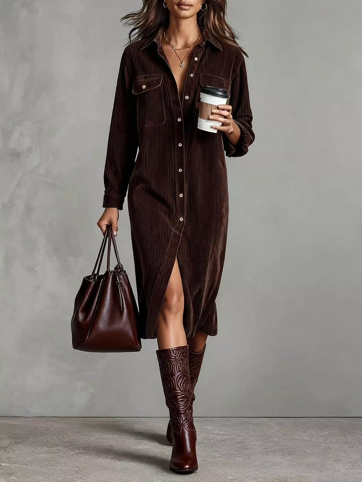 ✨ Women's Casual Shirt Dress – Elegant Button-Up Dress for Everyday Comfort & Style
