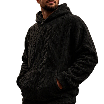 ❄️ Raised Texture, Serious Warmth | Men's Fleece-Lined Jacquard Hoodie