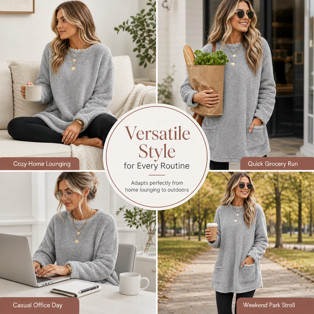 🍂 ☁️Women's Warm Crew Neck Long Sleeve Top