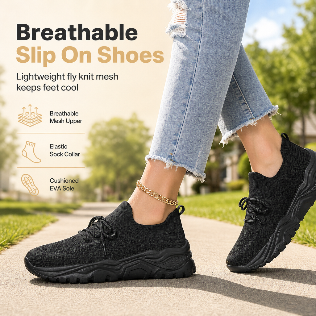 👟 Slip On & Go, All-Day Ease | Women's Breathable Cushioned Sneakers