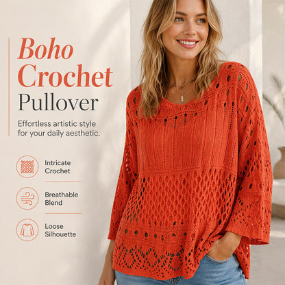 👚✨Women's Hollow-Out Crochet Knit Sweater✨