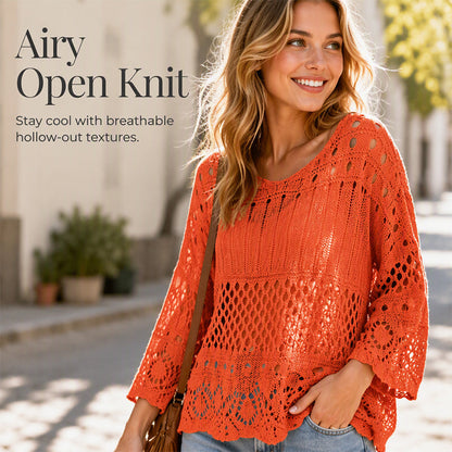 👚✨Women's Hollow-Out Crochet Knit Sweater✨