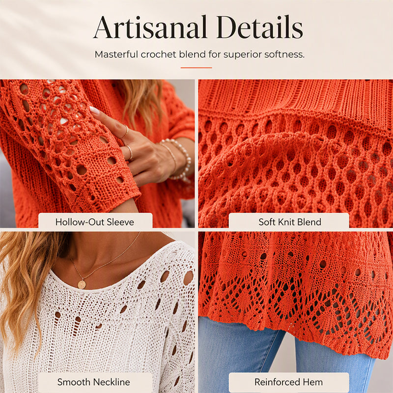 👚✨Women's Hollow-Out Crochet Knit Sweater✨