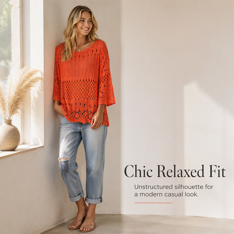 👚✨Women's Hollow-Out Crochet Knit Sweater✨