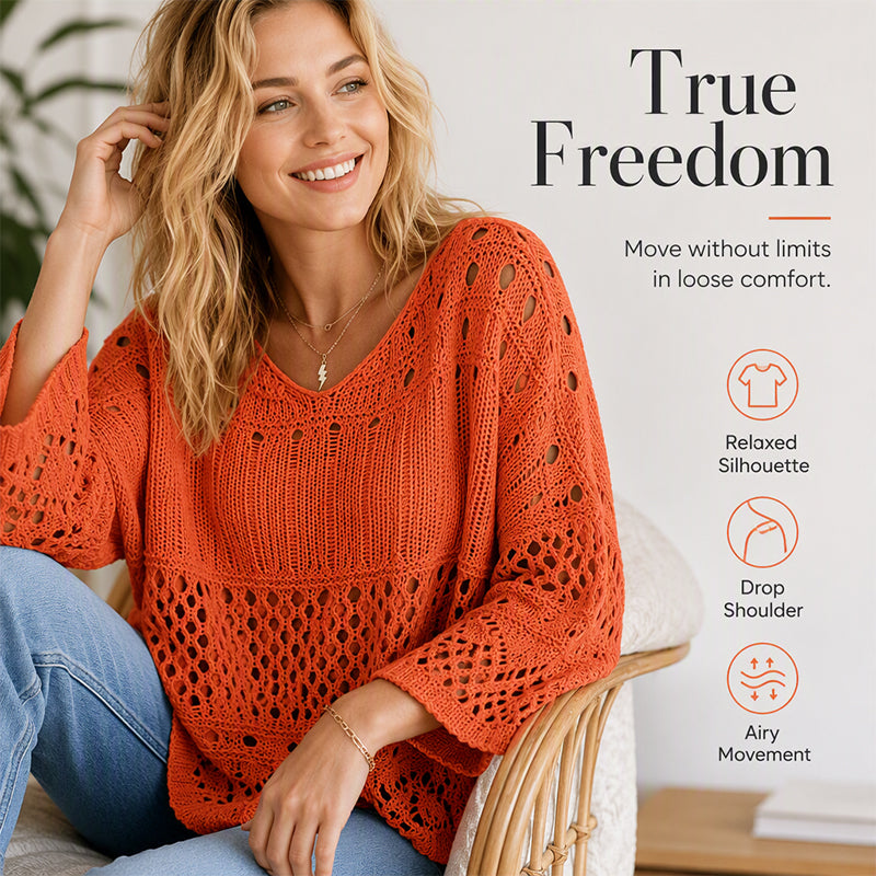 👚✨Women's Hollow-Out Crochet Knit Sweater✨