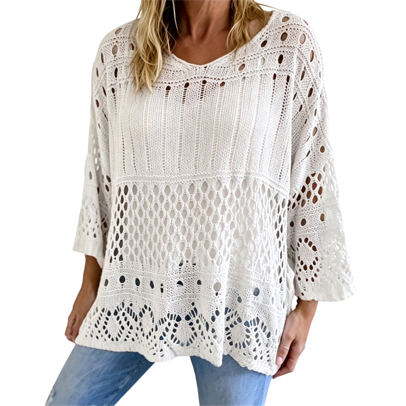 👚✨Women's Hollow-Out Crochet Knit Sweater✨