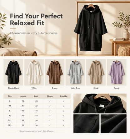 🧶✨ Women's Casual Solid Color Hooded Sweatshirt