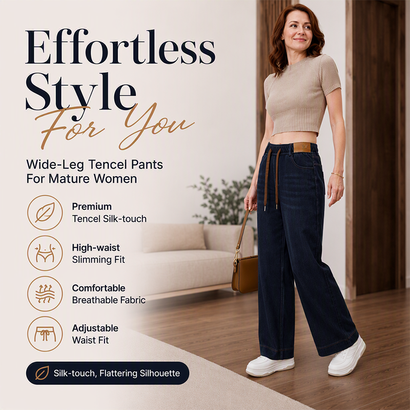 Women's Casual Drawstring Wide-Leg Jeans