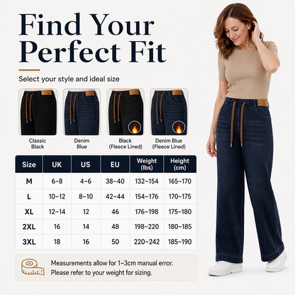 Women's Casual Drawstring Wide-Leg Jeans