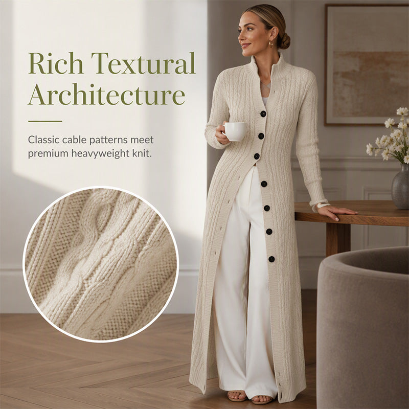 🧶 Long-Line Warmth, Flattering Texture | Women's Cable Knit Duster Cardigan ⚡