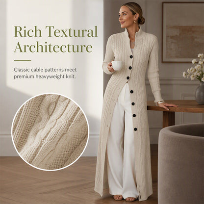 🧶 Long-Line Warmth, Flattering Texture | Women's Cable Knit Duster Cardigan ⚡