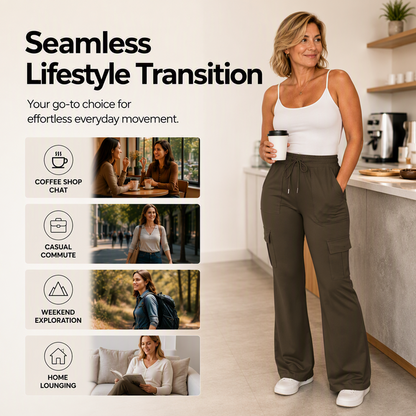 👖 ✨ Women's High-Waisted Drawstring Cargo Flare Pants