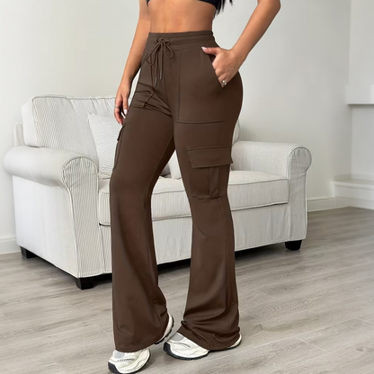 👖 ✨ Women's High-Waisted Drawstring Cargo Flare Pants