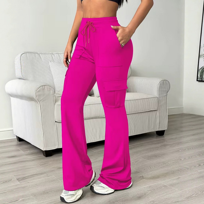 👖 ✨ Women's High-Waisted Drawstring Cargo Flare Pants