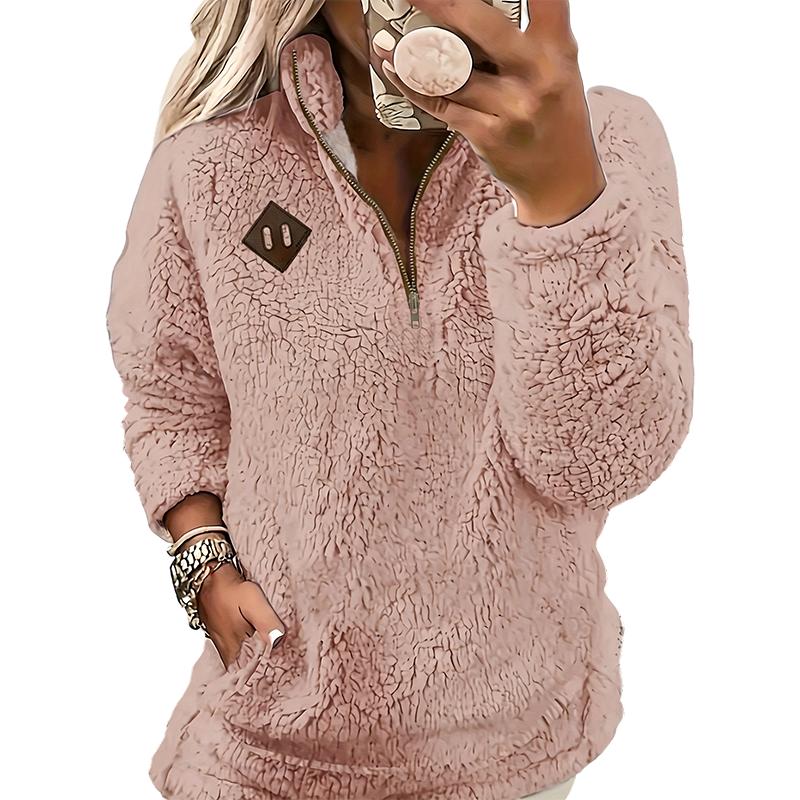 ☁️ Cozy Warmth, Relaxed Fit | Women's Half-Zip Plush Pocket Pullover