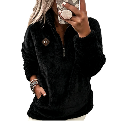 ☁️ Cozy Warmth, Relaxed Fit | Women's Half-Zip Plush Pocket Pullover