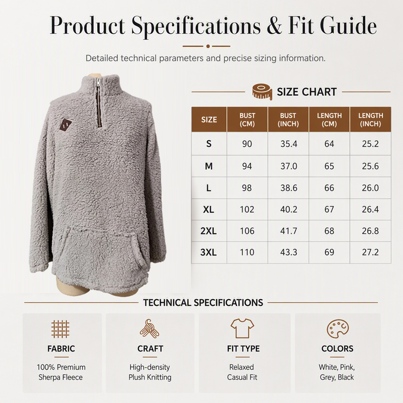 ☁️ Cozy Warmth, Relaxed Fit | Women's Half-Zip Plush Pocket Pullover