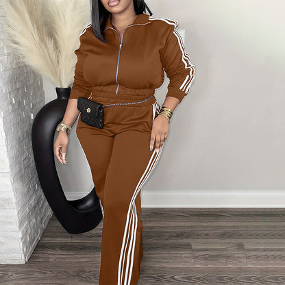 🎀 Chic Athletic Tracksuit - Long Sleeve Jacket and Pants Outfit✨