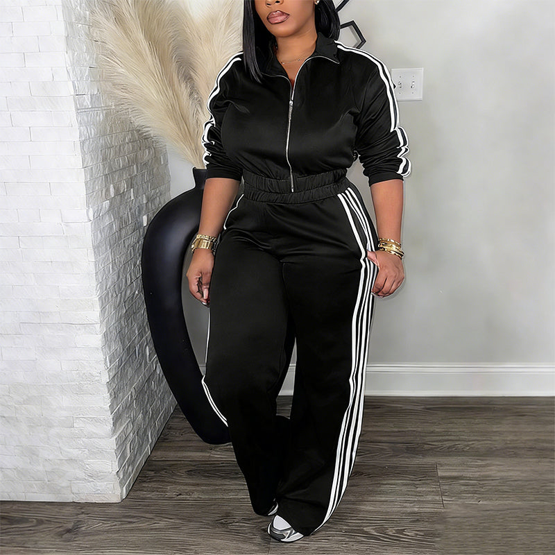 🎀 Chic Athletic Tracksuit - Long Sleeve Jacket and Pants Outfit✨