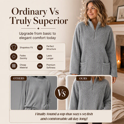 🧸Limited-Time Offer - Women's Half-Zip Plush Sweatshirt with Pockets