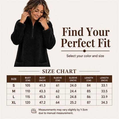 🧸Limited-Time Offer - Women's Half-Zip Plush Sweatshirt with Pockets