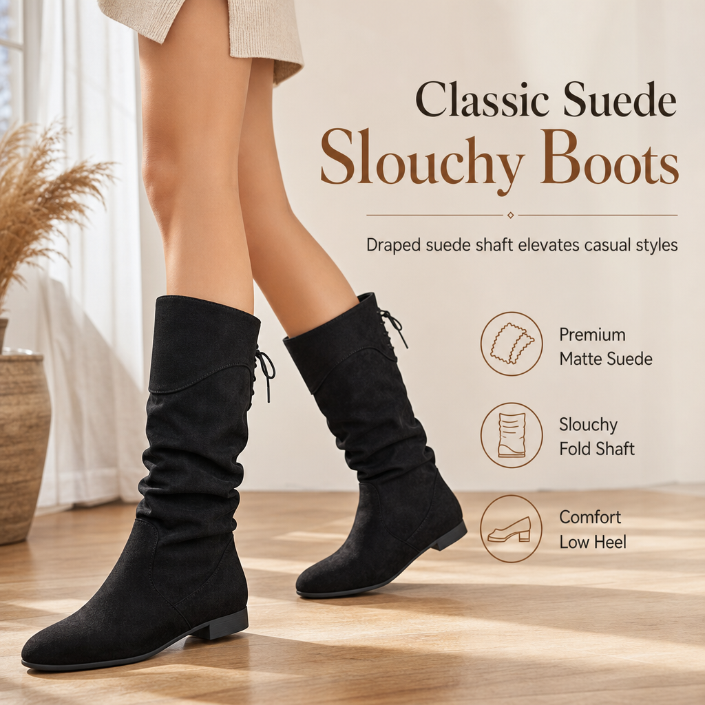 Hot Sale 50% OFF💖Women's Lace Up Slouchy Mid-Calf Boots 
