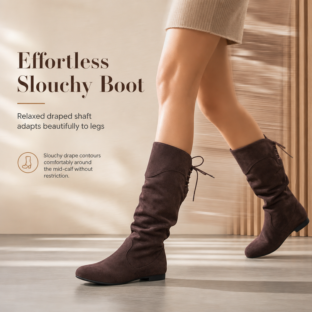 Hot Sale 50% OFF💖Women's Lace Up Slouchy Mid-Calf Boots 