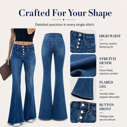 👖 Stretch Comfort, Flattering Flare | Women's High-Waist Jeans ⚡ Free Shipping
