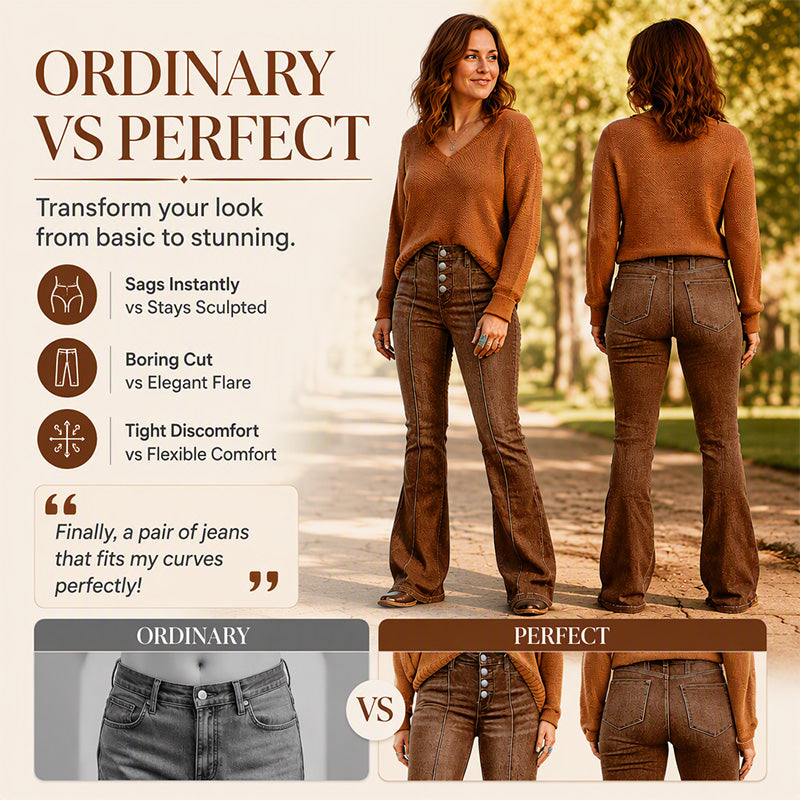 👖 Stretch Comfort, Flattering Flare | Women's High-Waist Jeans ⚡ Free Shipping