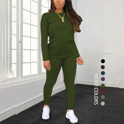 🌈 ✨ Women's Long Sleeve Top & Pants 2-Piece Set
