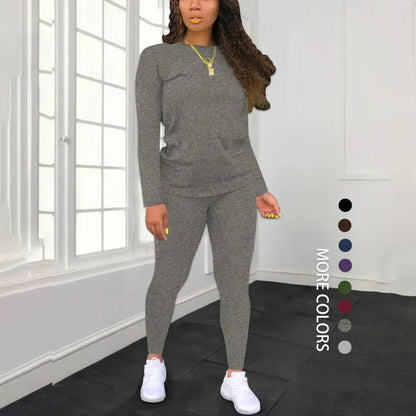 🌈 ✨ Women's Long Sleeve Top & Pants 2-Piece Set