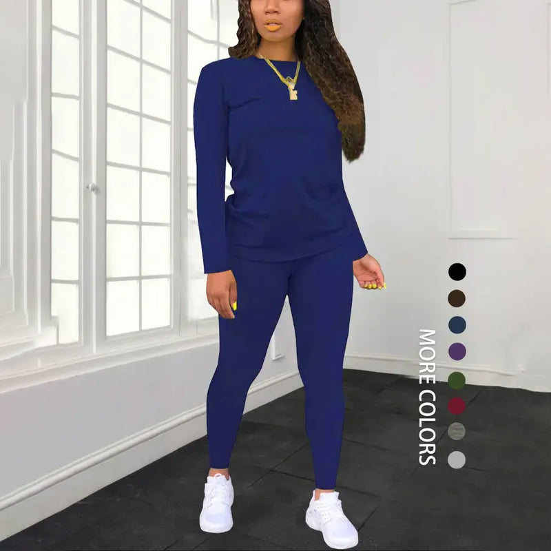 🌈 ✨ Women's Long Sleeve Top & Pants 2-Piece Set