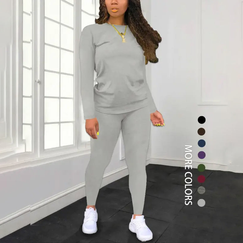 🌈 ✨ Women's Long Sleeve Top & Pants 2-Piece Set