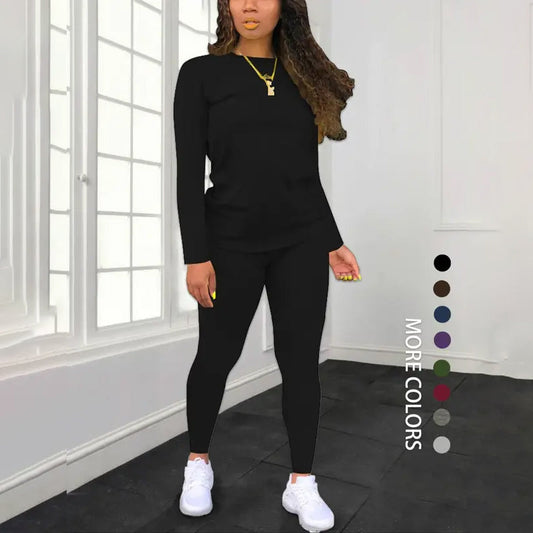 🌈 ✨ Women's Long Sleeve Top & Pants 2-Piece Set